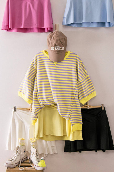 VERY J - NS50157-Layered Bottom Activewear Skirt W/ Inside Shorts