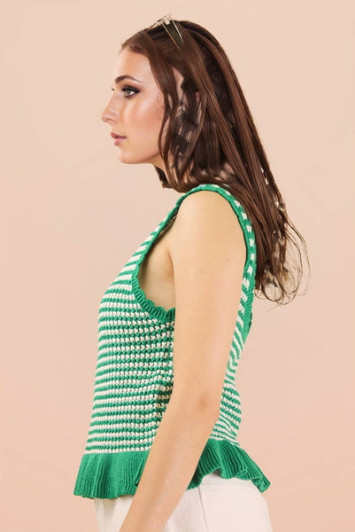 Sweet on Stripes Ruffle Knit Top