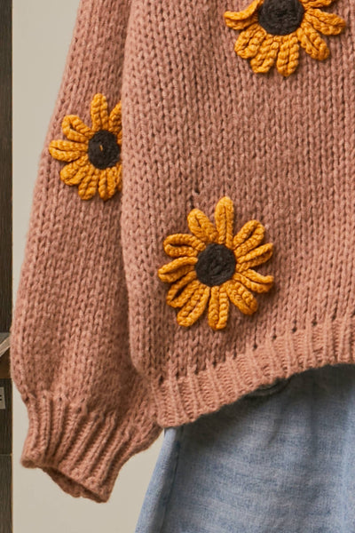 Mello. - Sunflower Embroidered V Neck Cardigan