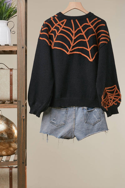 Mello. - Halloween Spider Web and Spider Sweater