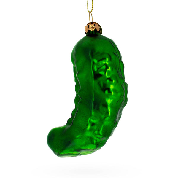 Shimmering Metallic Pickle Glass Ornament