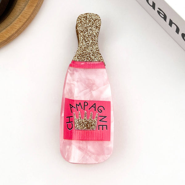 Glitter Champagne Bottle Hair Claw Clip