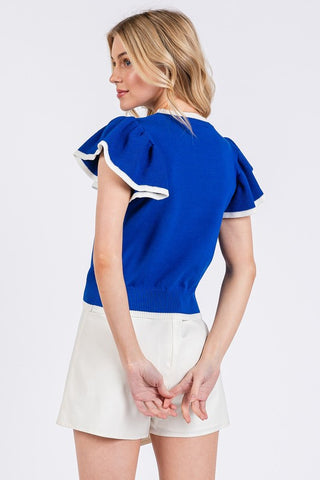 Cobalt Blue Sweater-Knit Top