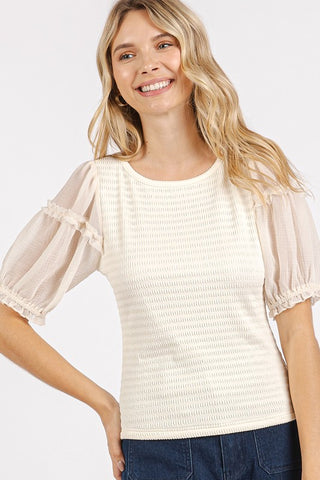 Cream Short Sleeve Top