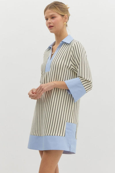 Pretty & Preppy Striped Collared Dress