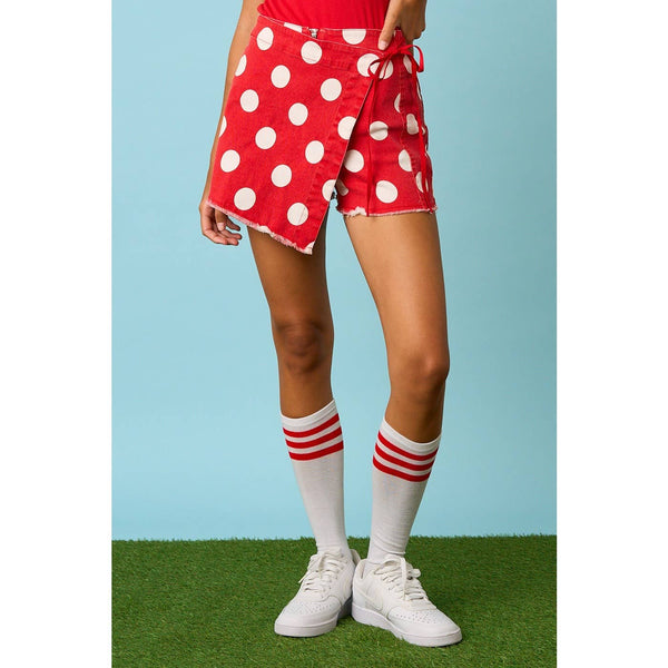 mittoshop - GAME DAY POLKA DOT OVERLAY WRAP FRONT MINI SKORT