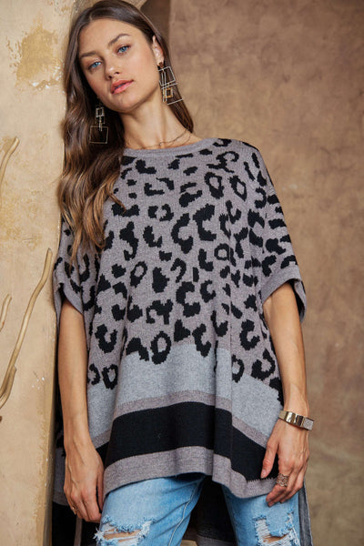 Leopard Poncho Sweater