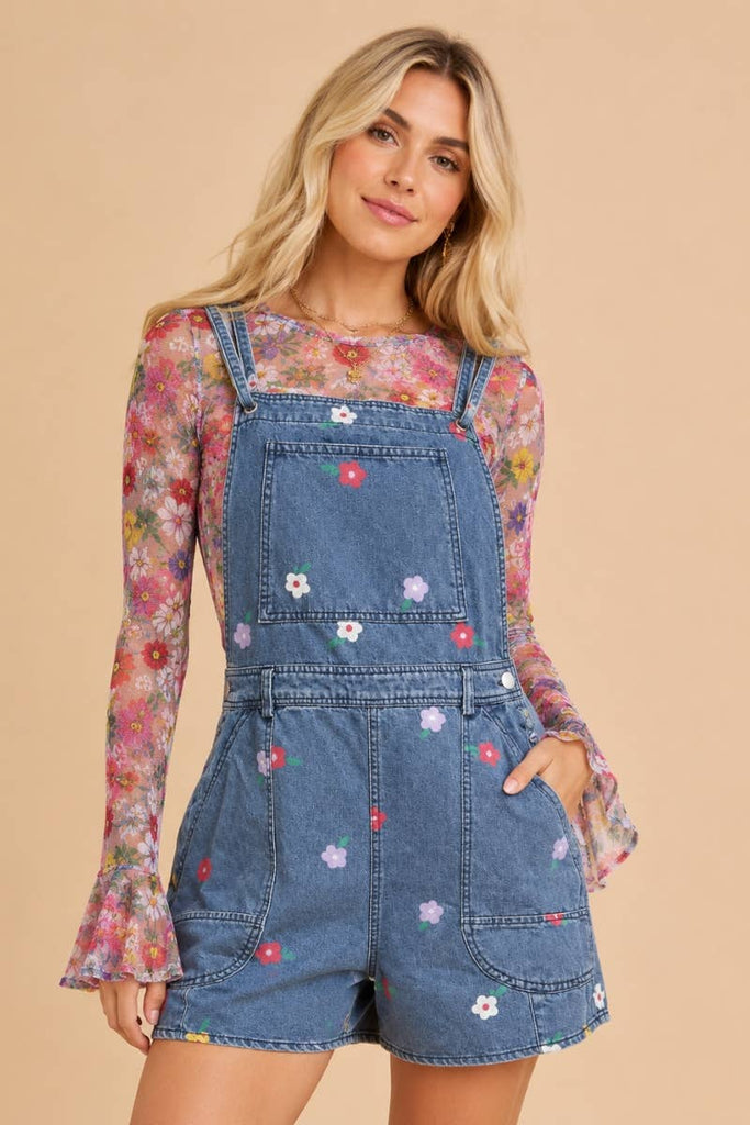 J.NNA - Floral Denim Overall Romper