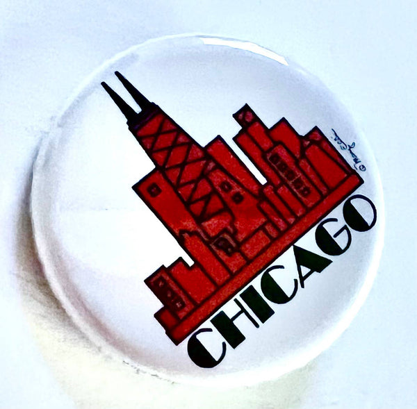 Mary Ellis - Chicago Button Skyline Mini Pin | Chicago Souvenir Gift