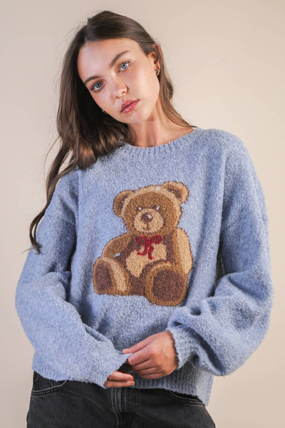 Teddy Bear Cozy Sweater - Blue