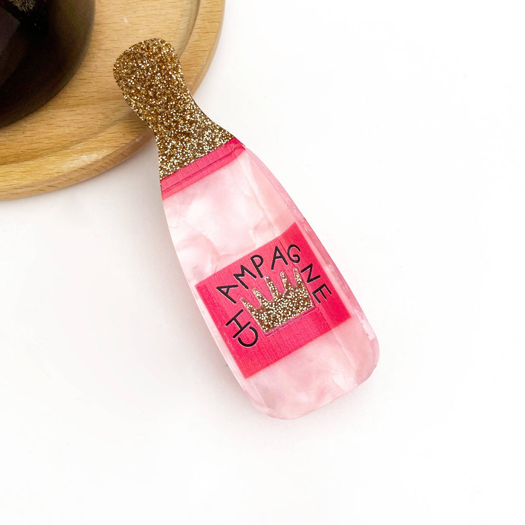 Glitter Champagne Bottle Hair Claw Clip