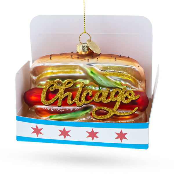 Chicago Style Hot Dog Glass Ornament