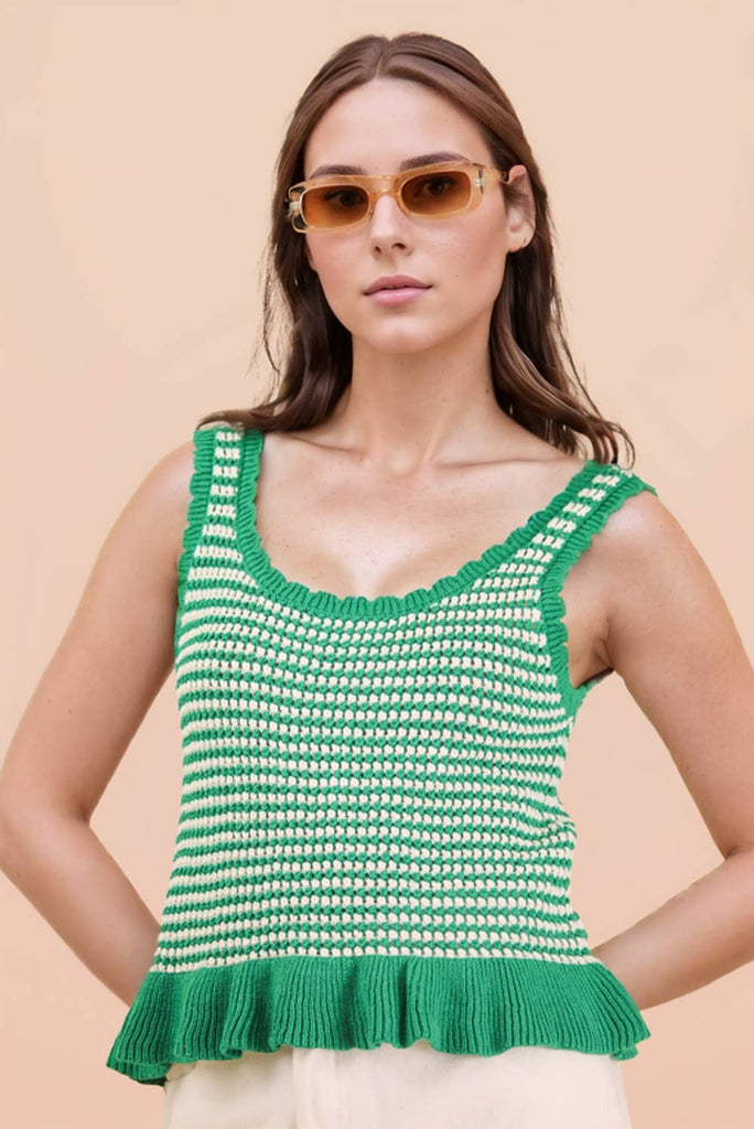 Sweet on Stripes Ruffle Knit Top