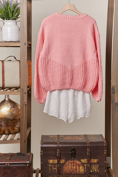 Oversized Pink & Pumpkins Sweater
