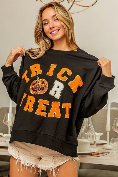 Trick Or Treat Sequin & Applique Sweatshirt