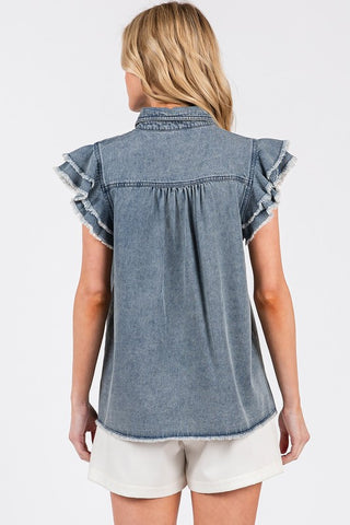 Denim Short Sleeve Top