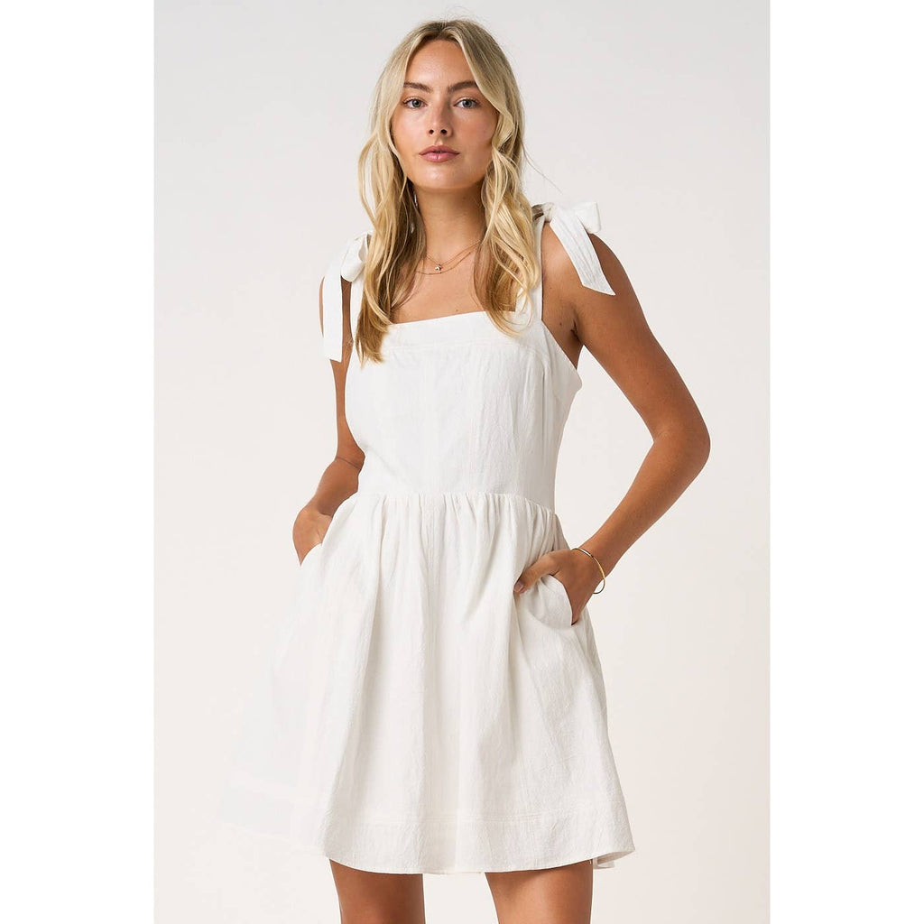 mittoshop - GAME DAY CONTRAST STITCH TIE SHOULDER MINI DRESS