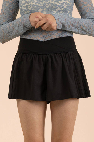VERY J - NP70970-Side Pleated Detail Activewear Shorts