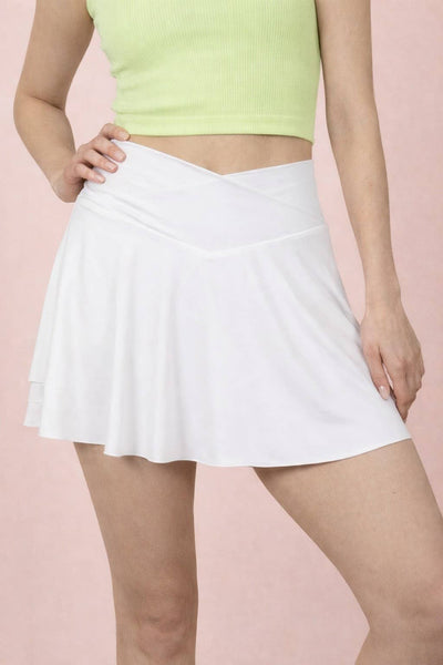 VERY J - NS50157-Layered Bottom Activewear Skirt W/ Inside Shorts