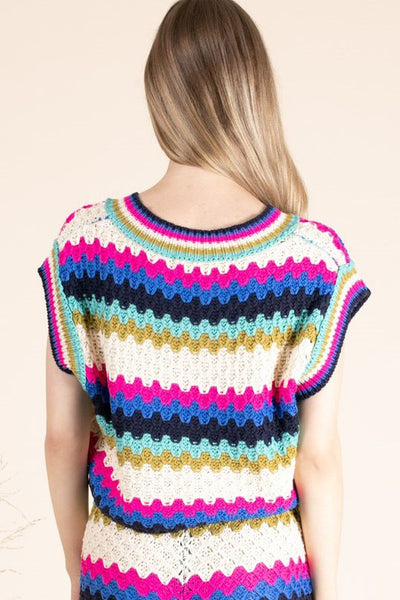 Acrylic Knit Rainbow Sweater Vest