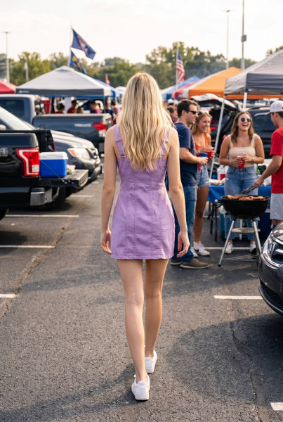 BABY PINK - Stretch Cotton Twill Zip Front Mini Dress