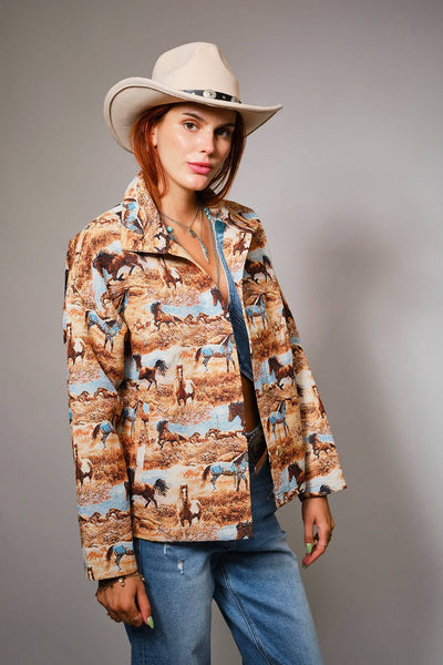 Blue B - 33144J Western Pattern Button Front Jacquard Jacket