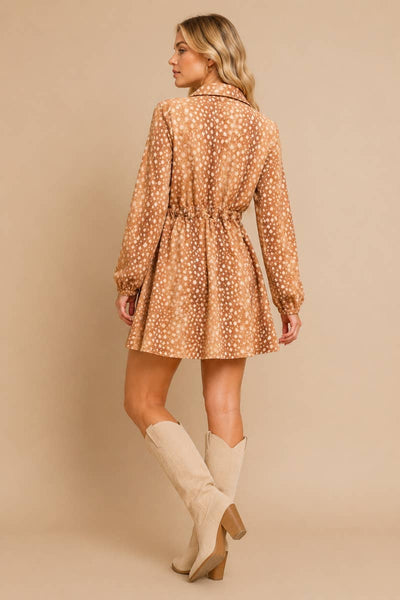 J.NNA - Fawn Print Denim Shirt Dress