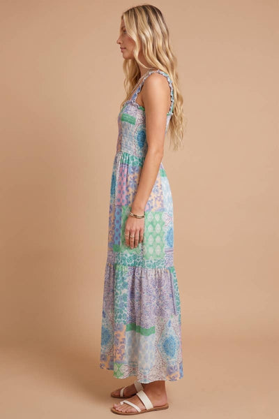J.NNA - Smocked Top Patch-Work Maxi Dress