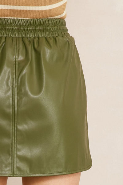 Olive Vegan Leather Skirt