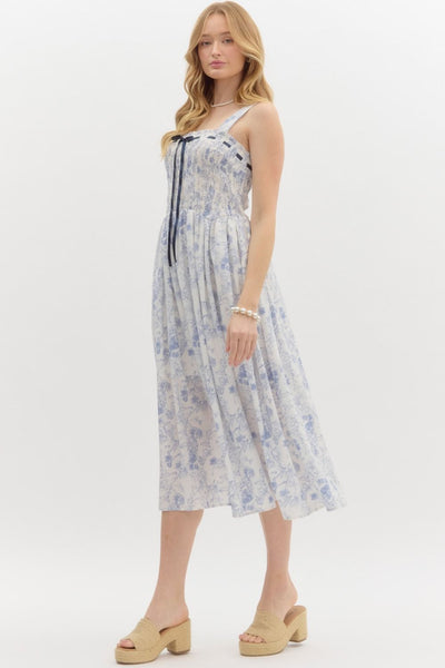Best In Blue Floral Print Midi Dress
