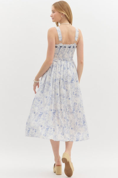 Best In Blue Floral Print Midi Dress