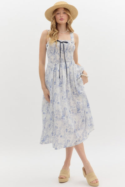 Best In Blue Floral Print Midi Dress