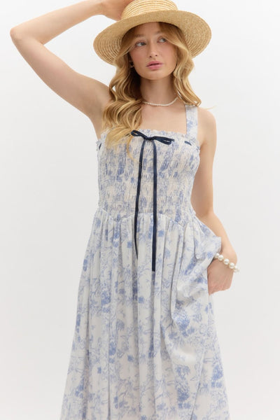 Best In Blue Floral Print Midi Dress