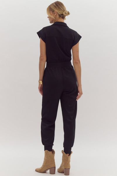 Black Zipper Jumpsuit