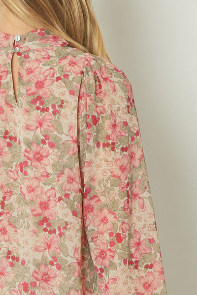 Floral Drape Neck Blouse