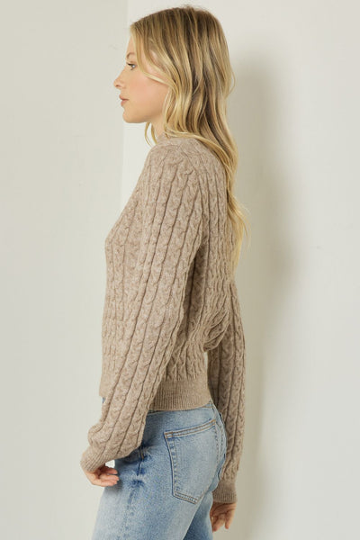 Cable Knit Mock Neck Sweater