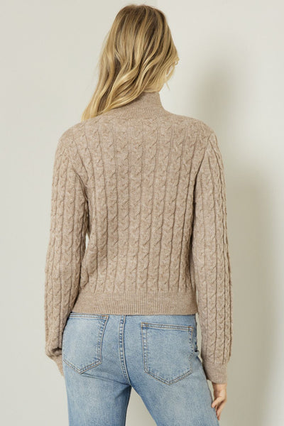 Cable Knit Mock Neck Sweater