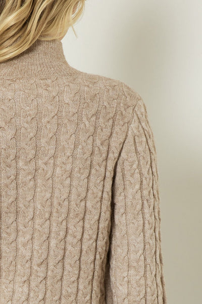 Cable Knit Mock Neck Sweater