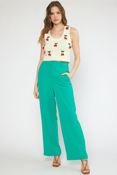 Cherry On Top Sleeveless Sweater Top