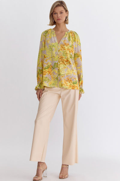Floral Print Long Sleeve Blouse