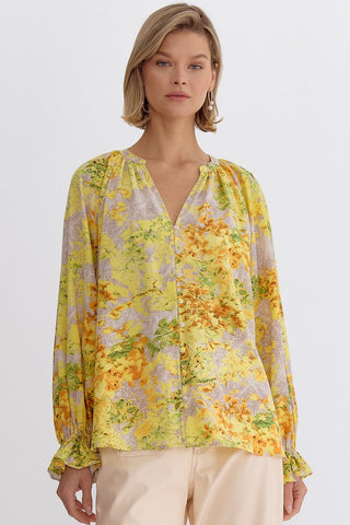 Floral Print Long Sleeve Blouse