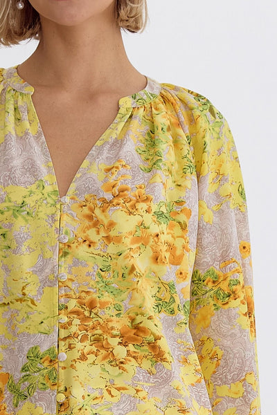 Floral Print Long Sleeve Blouse