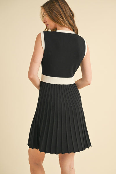 Pleated Sweater Sleeveless Dress