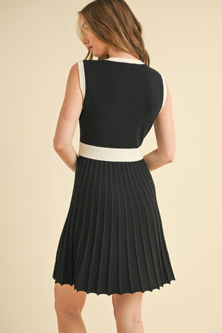 Pleated Sweater Sleeveless Dress