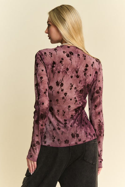 Floral Mesh Sheer Layering Top
