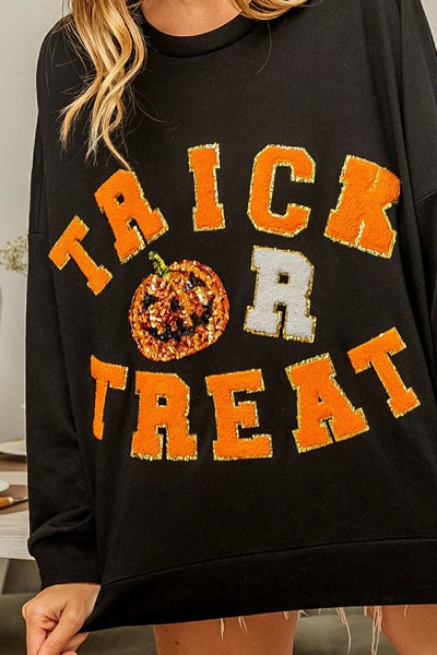 Trick Or Treat Sequin & Applique Sweatshirt
