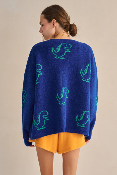 JADE BY JANE - DINOSAUR PATTERN KNIT CARDIGAN