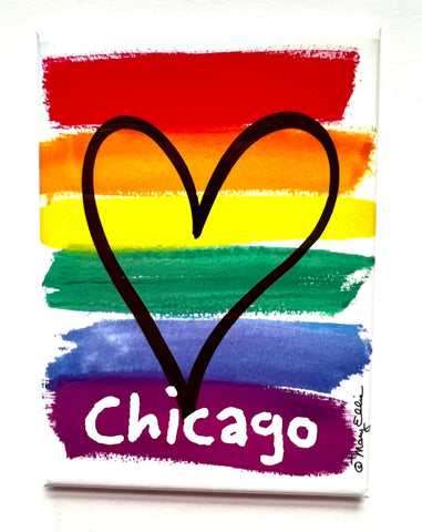 Mary Ellis - Chicago Magnet Rainbow Pride Heart | Chicago LGBTQ Souvenir