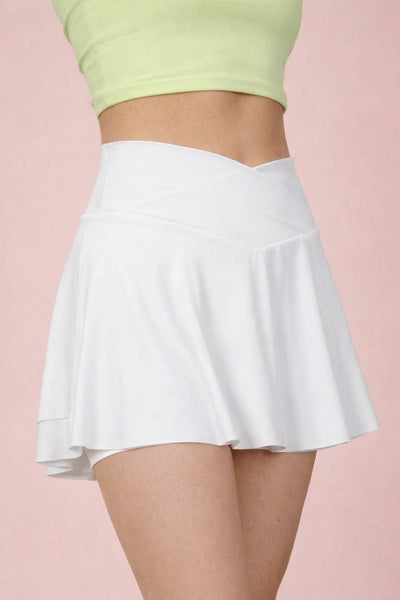 VERY J - NS50157-Layered Bottom Activewear Skirt W/ Inside Shorts