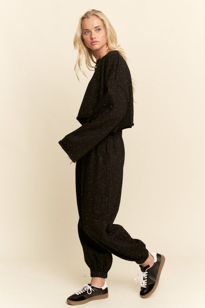 Rhinestones Speckled Fleece Lounge Set